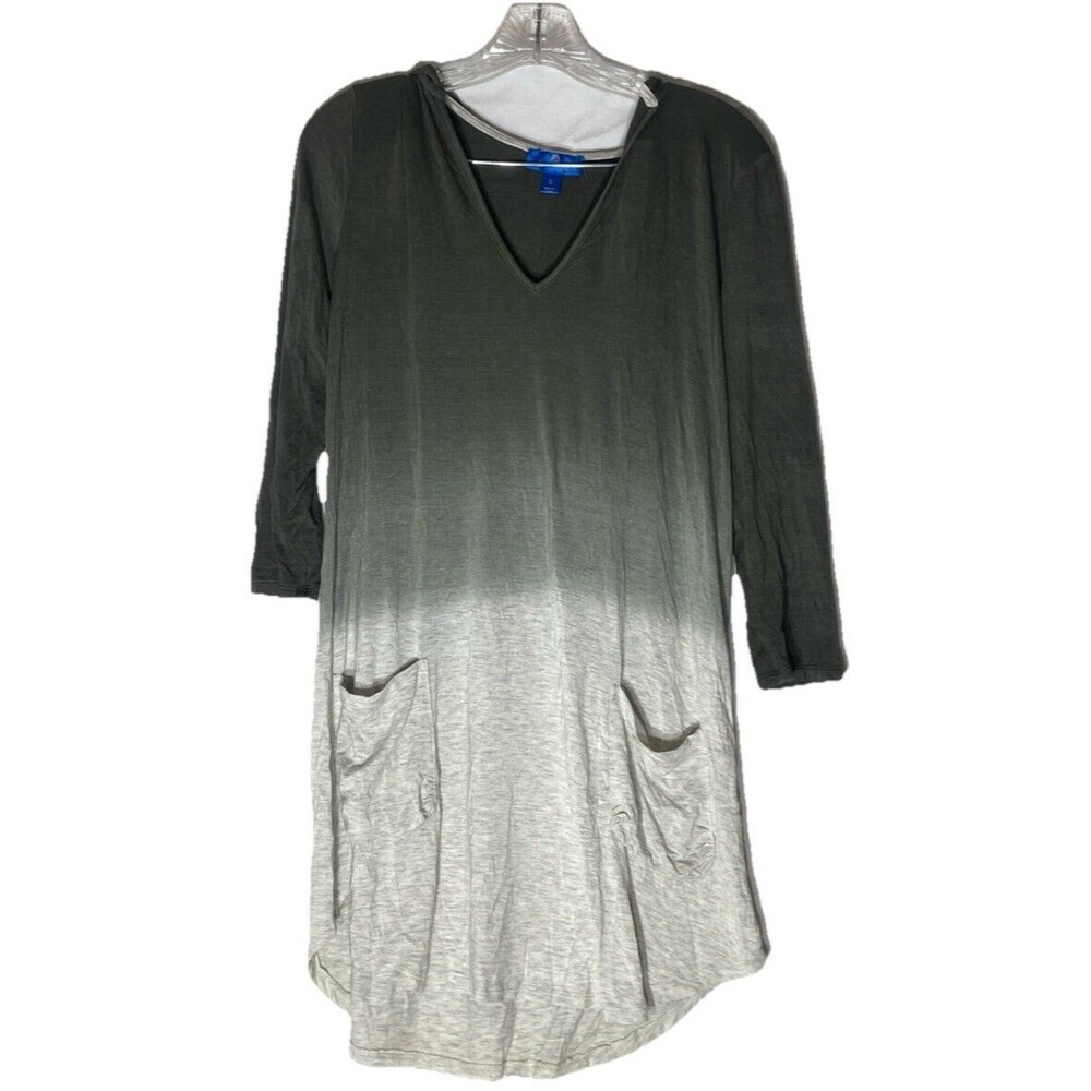 Blue Curl Beachwear Womens Hooded Cover-Up Size Small Green And White